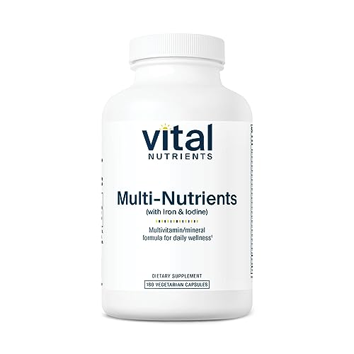 Vital Nutrients - Multi-Nutrients with Iron and Iodine - Comprehensive Multi-Vitamin/Mineral Formula Containing Iron and Iodine - 180 Vegetarian Capsules per Bottle