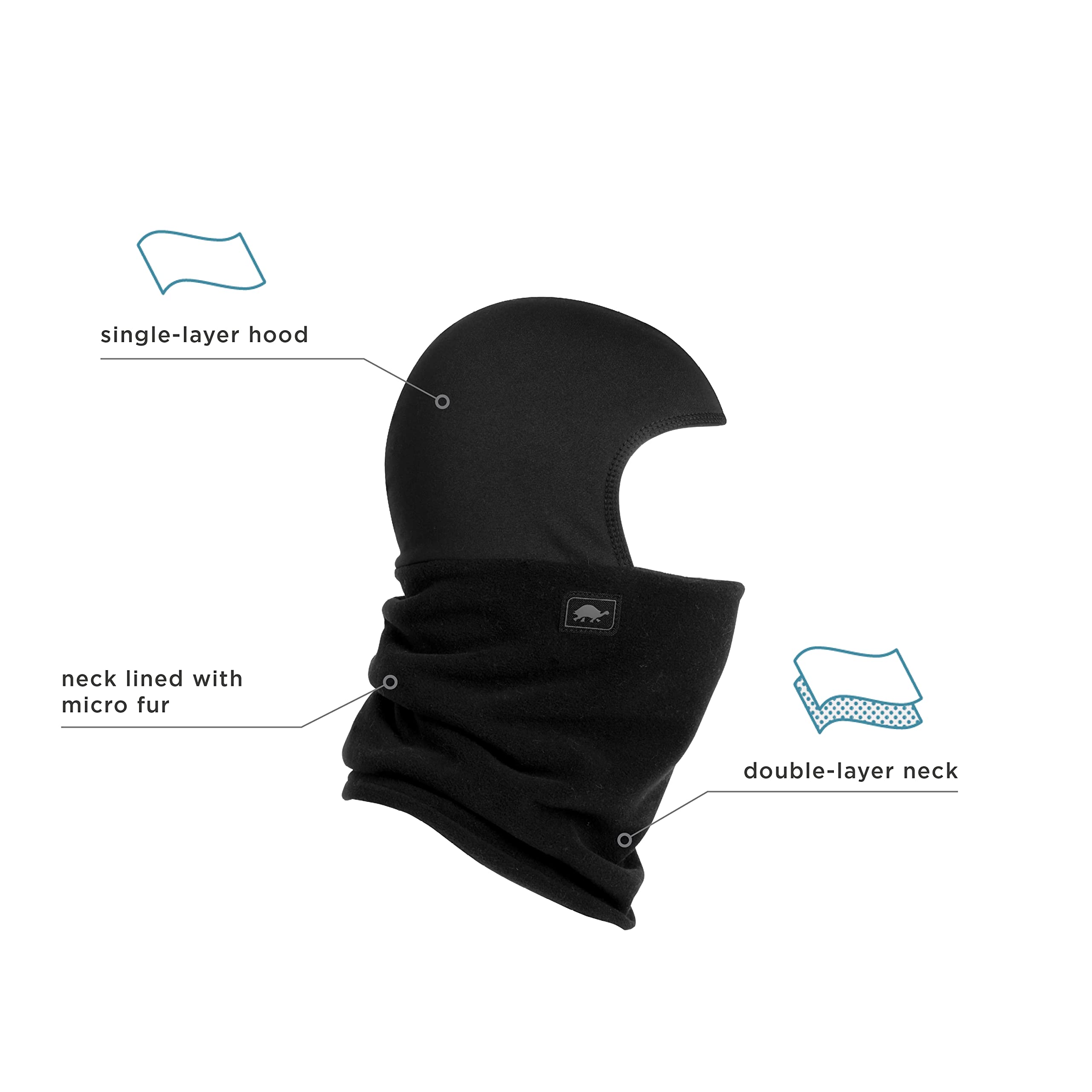 Turtle Fur Shellaclava Premium Micro Fur Fleece Neck Warmer Helmet Liner Winter Balaclava Hood, Black