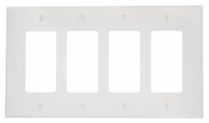 leviton pj264-w 4-gang decora/gfci decora wallplate, midway size, white