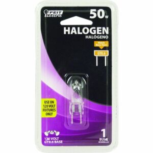 Feit Electric BPQ50/8.6/RP 50-Watt T4 JCD Halogen Bulb with Bi-Pin Base, Clear