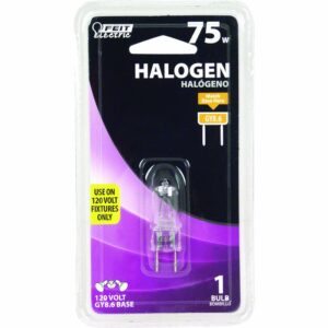 Feit Electric BPQ75/8.6 75-Watt T4 JCD Halogen Bulb with Bi-Pin Base, Clear, 3000K Bright White