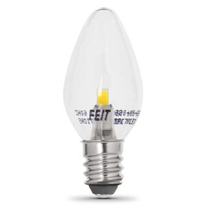 Feit Electric BPC7/LED 0.6 Watt Non Dimmable C7 Candelabra Base, Clear, LED Night Light Bulb, 2-bulb, 4000K Cool White