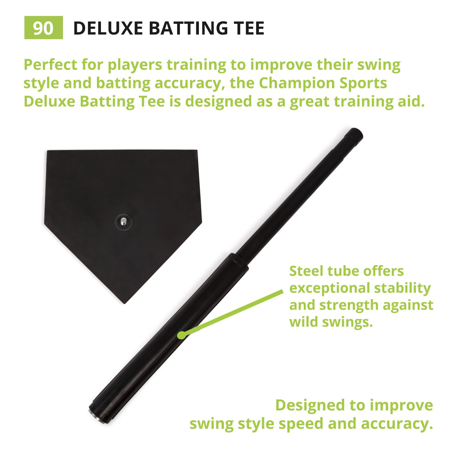 Champion Sports Deluxe Batting Tee - Mounted Adjustable Telescopic Batting Tee