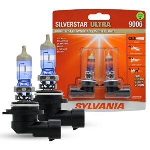 sylvania - 9006 silverstar ultra - high performance halogen headlight bulb, high beam, low beam and fog replacement bulb, brightest downroad with whiter light, tri-band technology (contains 2 bulbs)