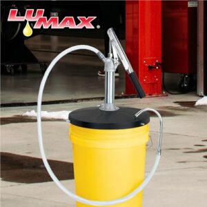 LUMAX Black LX-1300 Lever Bucket 5 Gallon Pails. Smooth, Easy Pumping Action dispenses All Types of Lubricants, Even in The Coldest Weather