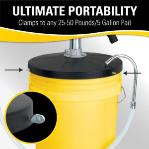 LUMAX Black LX-1300 Lever Bucket 5 Gallon Pails. Smooth, Easy Pumping Action dispenses All Types of Lubricants, Even in The Coldest Weather