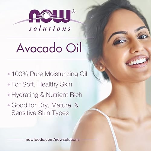 NOW Solutions, Avocado Oil, 100% Pure Moisturizing Oil, Nutrient Rich and Hydrating, 4-Ounce