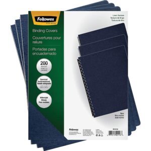 fellowes linen presentation covers, 11-1/4 inch x 8-3/4 inch, navy, 200 per pack (52113)