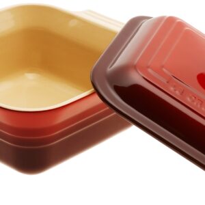 Le Creuset Stoneware 3-Quart Square Casserole with Lid, Cherry