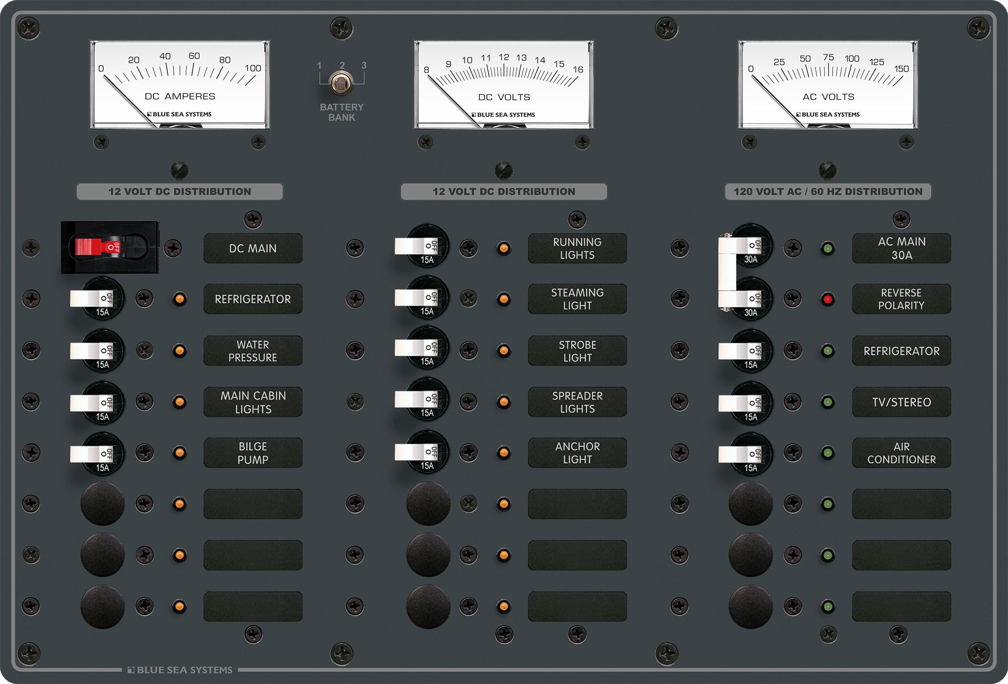 Blue Sea Systems 8084 AC Main + 6 Positions/DC Main + 15 Positions