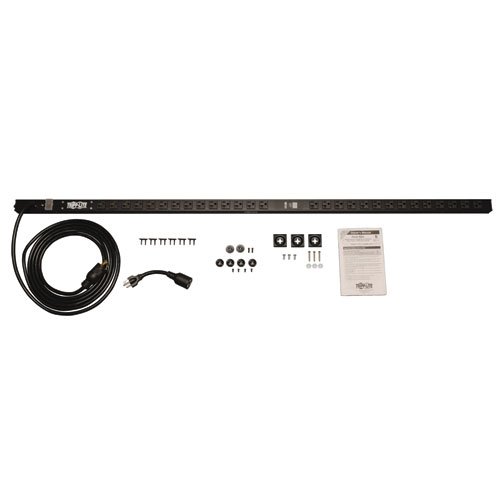 Tripp Lite Metered PDU, 20A, 28 Outlets (5-15/20R), 120V, L5-20P/5-20P Adapter, 15 ft. Cord, 0U Vertical Rack-Mount Power (PDUMV20), Metered (24 Outlet)