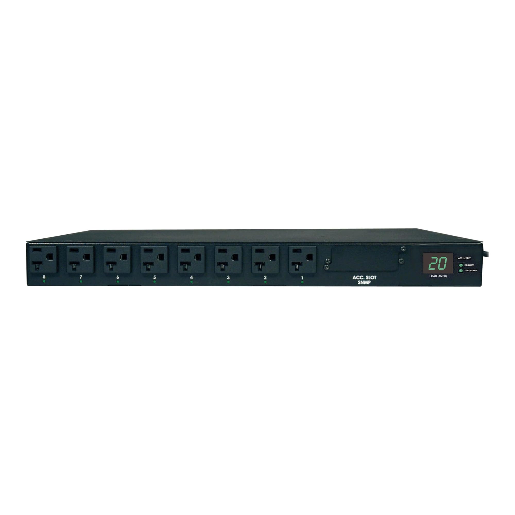 Tripp Lite Metered PDU with ATS, 20A, 16 Outlets (5-15/20R), 120V, 2 L5-20P / 5-20P adapters, 1U Rack-Mount Power, TAA (PDUMH20AT)