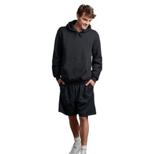 Russell Athletic Mens Relaxed Fit 9" Cotton With Pockets, Adjustable Elastic Waist, Sizes S-4x Short, Black, Large US