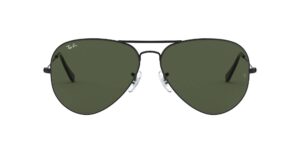 ray-ban rb3026 aviator large metal ii sunglasses, black/g-15 green, 62 mm