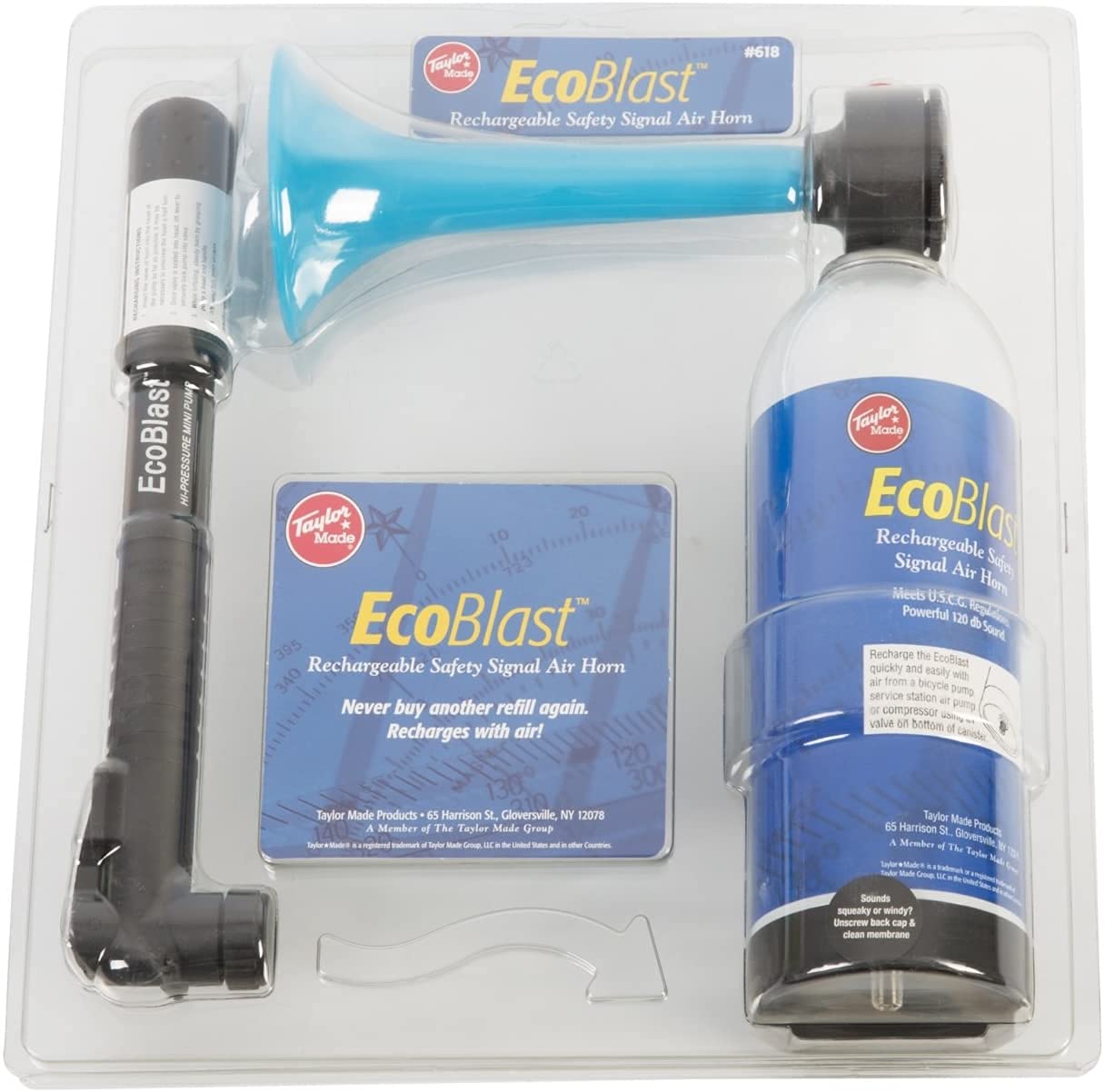 Taylor Made Products 618 Eco Blast Rechargeable Boat Air Horn and Mini Pump Kit