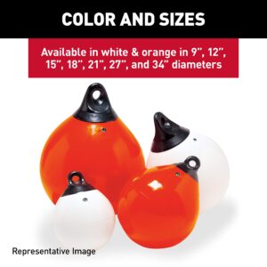 TAYLOR MADE PRODUCTS Tuff End Buoy, Orange (18") – Flexible, Strong, Marine-Grade Vinyl Buoy for 25-40 Foot Boats – Easy-to-use, Trivalve™ Inflates with Standard Ball Pump – 2020108090