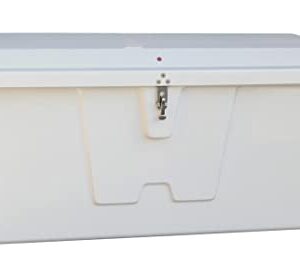 TAYLOR MADE PRODUCTS Stow 'N Go Small Fiberglass Dock Box, White (24"H x 54"W x 22"D) – Fiberglass construction, UV gelcoat finish, stainless steel lockable latch and hardware – 2020108652