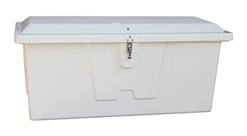 TAYLOR MADE PRODUCTS Stow 'N Go Small Fiberglass Dock Box, White (24"H x 54"W x 22"D) – Fiberglass construction, UV gelcoat finish, stainless steel lockable latch and hardware – 2020108652