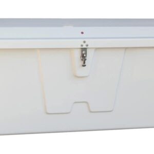 TAYLOR MADE PRODUCTS Stow 'N Go Small Fiberglass Dock Box, White (24"H x 54"W x 22"D) – Fiberglass construction, UV gelcoat finish, stainless steel lockable latch and hardware – 2020108652