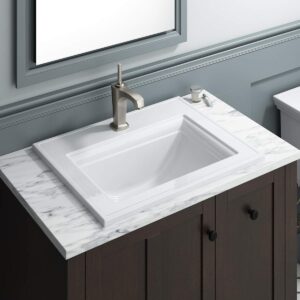 KOHLER K-2337-1-0 Memoirs Stately Drop-In Bathroom Sink with Stately Design, White