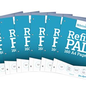 Silvine 160 Page A4 Refill Pad, Head Bound and Punched 4 Holes. Ruled Narrow Feint with Margin. Ref A4RPNM [Pack of 6]