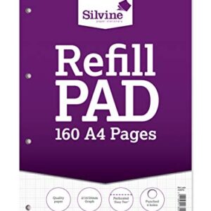 Silvine Refill Pad Headbound Perforated Punched Graph 2/10/20mm 75gsm A4 Ref A4RPG [Pack of 6]