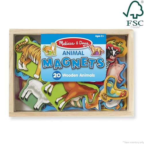 Melissa & Doug 20 Wooden Animal Magnets in a Box - FSC Certified