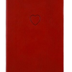 WORLD TRAVELER Eccolo Red Embossed Heart Writing Journal Notebook, 256 Lined Pages, Flexible Faux Leather Cover, 5-x-7-inch