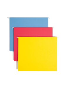 smead box bottom hanging file folder with tab, 2" expansion, letter size, assorted colors, 25 per box (64264)