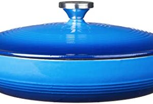 Lodge 3.6 Quart Enameled Cast Iron Oval Casserole With Lid – Dual Handles – Oven Safe up to 500° F or on Stovetop - Use to Marinate, Cook, Bake, Refrigerate and Serve – Caribbean Blue