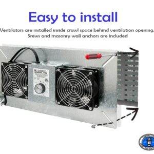 Tjernlund V2D UnderAire Crawlspace Ventilator Fan Moisture Mold Reducing,220 CFM,silver