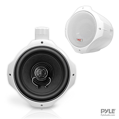 Pyle Waterproof Marine Wakeboard Tower Speakers - 8in Dual Subwoofer Speaker Set and 1” Tweeter with 300 Watt Power - 2-way Boat Audio Stereo System with Mounting Bracket - 1 Pair - Pyle PLMRW85