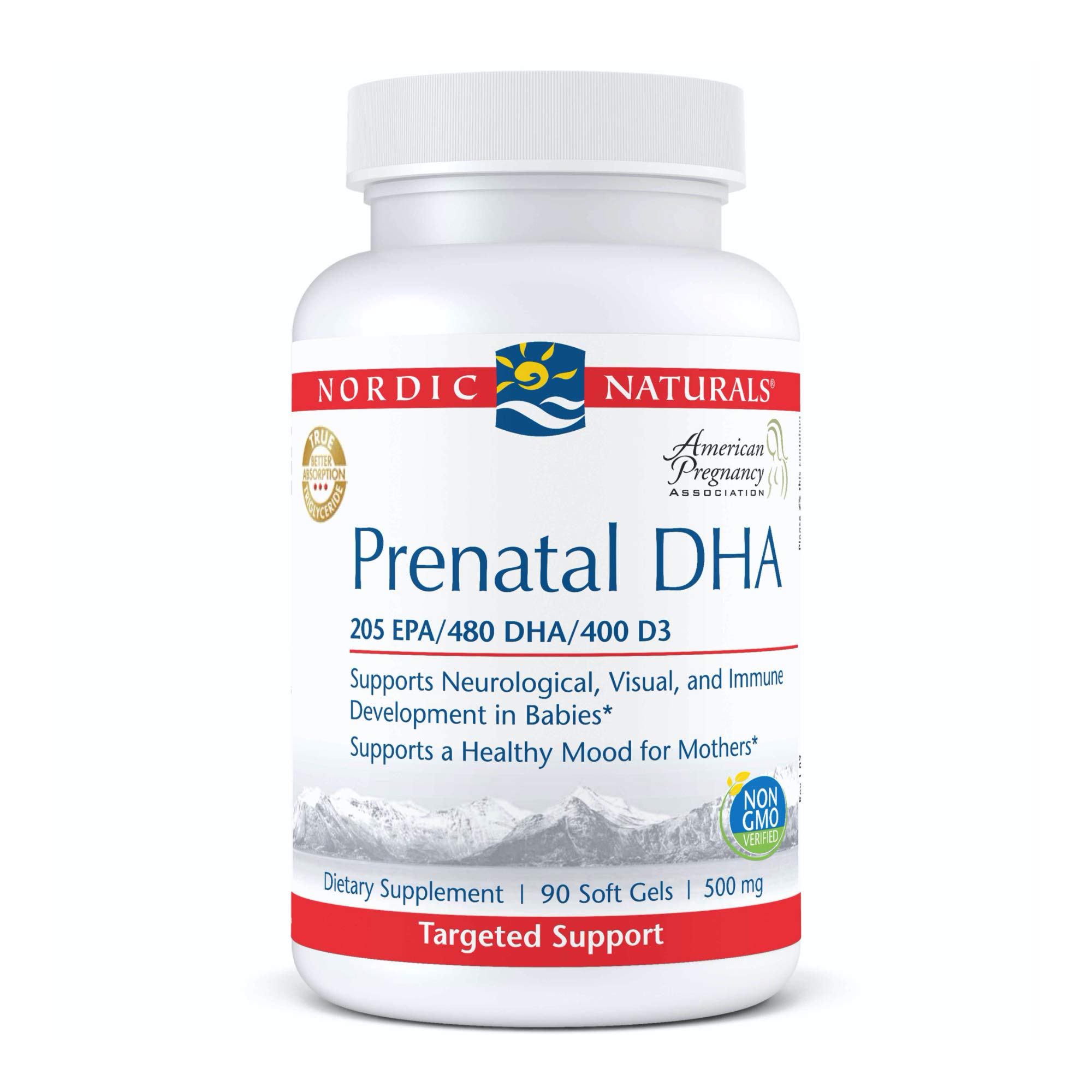 Nordic Naturals Pro Prenatal DHA, Unflavored - 830 mg Omega-3 + 400 IU Vitamin D3-90 Soft Gels - Supports Brain Development in Babies During Pregnancy & Lactation - Non-GMO - 45 Servings