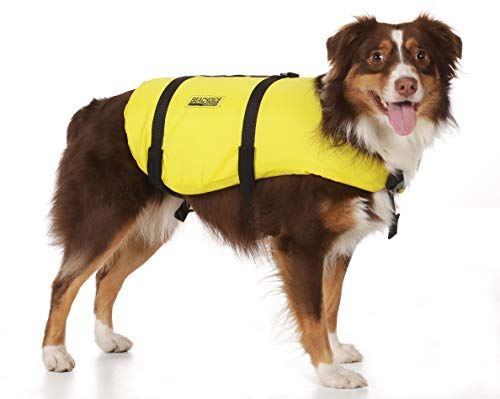 Seachoice Dog Life Vest, Adjustable Life Jacket for Dogs, w/Grab Handle, Yellow, Size XL, Over 90 Lbs.