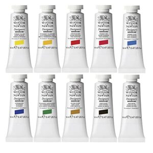 Winsor & Newton Designers' Gouache Introductory 10-Tube Paint Set, 14ml,Blue,green,ivory,white