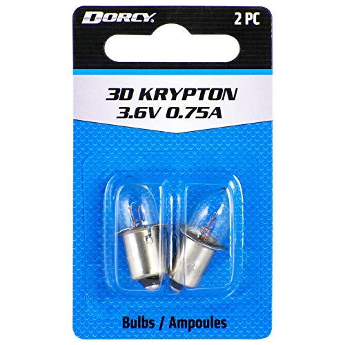 Dorcy 3D-3.6-Volt, 0.75A Flange Base Krypton Replacement Bulb, 2-Pack (41-1661) , Silver