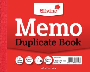 silvine duplicate memo book - numbered 1-100 with index sheet (102 x 127mm)