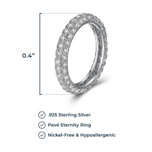 MORGAN & PAIGE Pavéd Eternity Ring - Classic Cubic Zirconia Pavé Ring Anniversary Eternity Band - 925 Sterling Silver Women’s Infinity Ring - Size 7