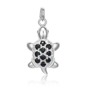 morgan & paige sterling silver genuine blue sapphire pave-setting clasp drop style turtle charm