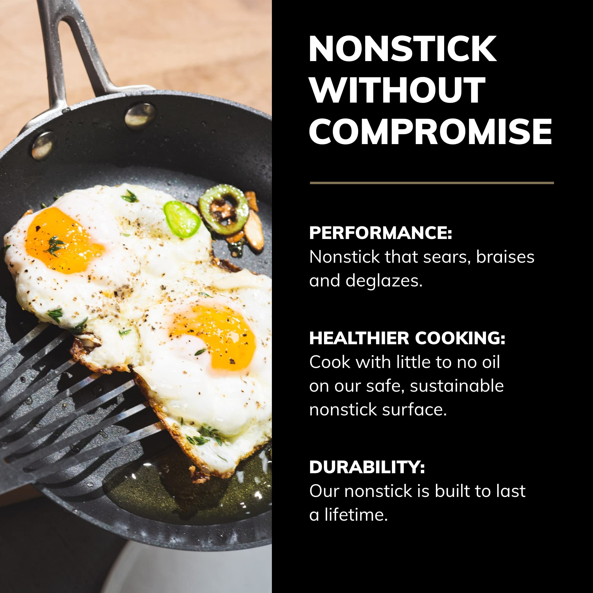 SCANPAN Professional 9.5” Fry Pan - Easy-to-Use Nonstick Cookware - Dishwasher, Metal Utensil & Oven Safe - Made in Denmark