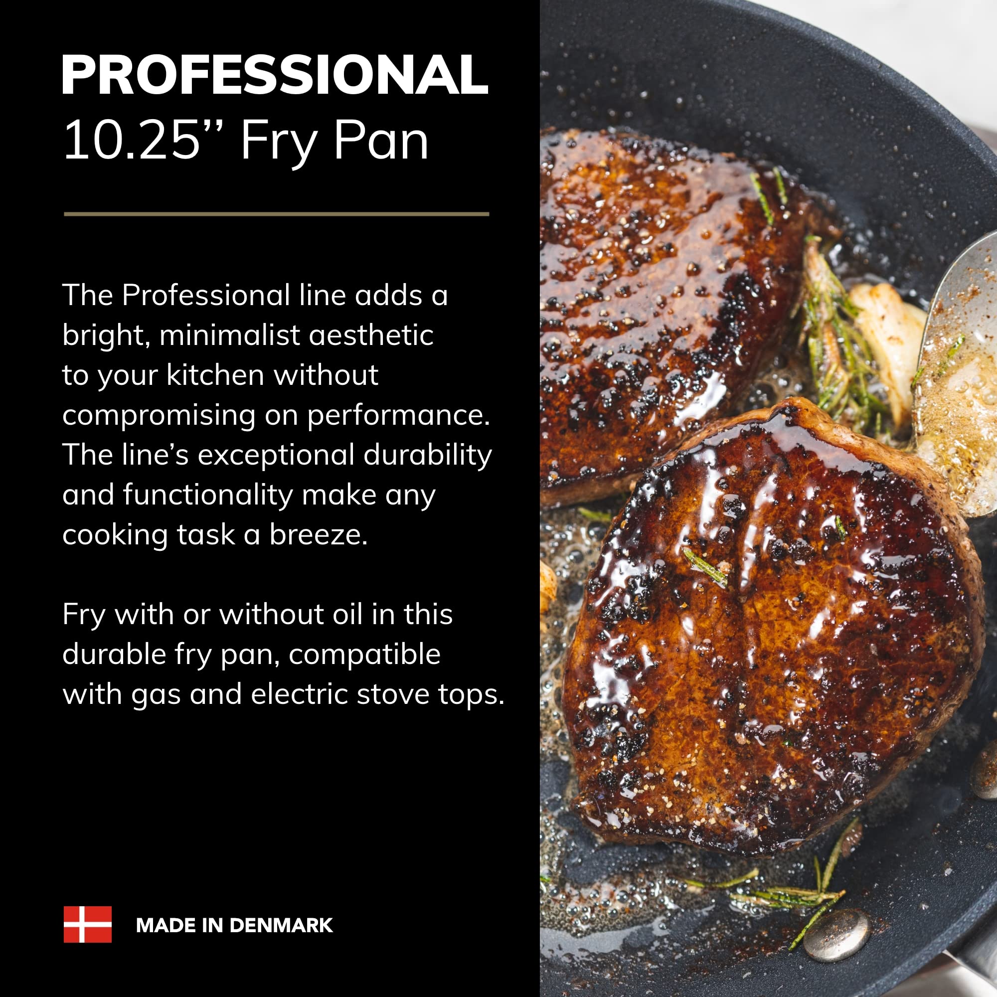 SCANPAN Professional 10.25” Fry Pan - Easy-to-Use Nonstick Cookware - Dishwasher, Metal Utensil & Oven Safe - Made in Denmark