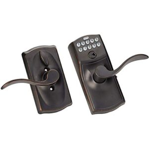 schlage fe595vcam716acc fe595vcam/acc 716 keypad accent lever door lock, flex, aged bronze