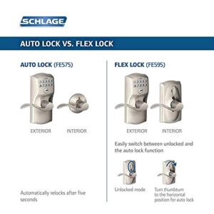 SCHLAGE FE595VCAM716ACC FE595VCAM/ACC 716 Keypad Accent Lever Door Lock, Flex, Aged Bronze