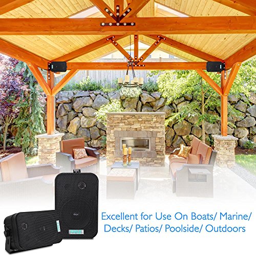 Pyle Home Dual Waterproof Outdoor Speaker System - 5.25 Inch Pair of Weatherproof Wall/Ceiling Mounted Speakers w/Heavy Duty Grill, Universal Mount - for Use in The Pool, Patio, Indoor PDWR40B (Black)