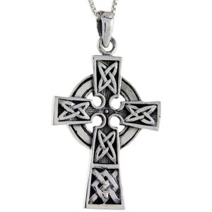 sterling silver celtic cross pendant, 1 5/8 inch tall