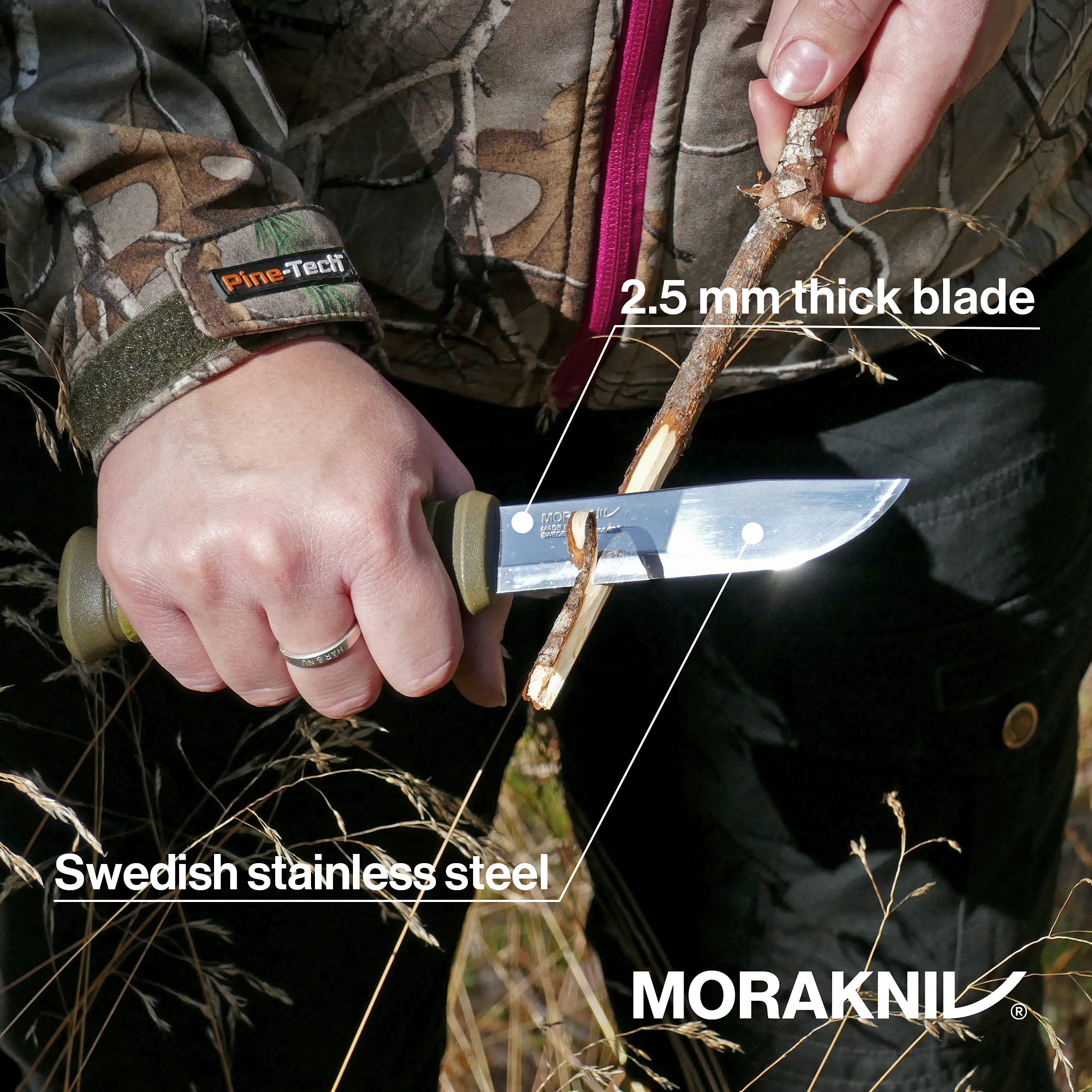 Morakniv Mora 2000 Sandvik Stainless Steel Fixed-Blade Knife With Sheath, Olive Green, 4.3 Inch