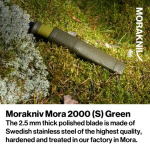 Morakniv Mora 2000 Sandvik Stainless Steel Fixed-Blade Knife With Sheath, Olive Green, 4.3 Inch