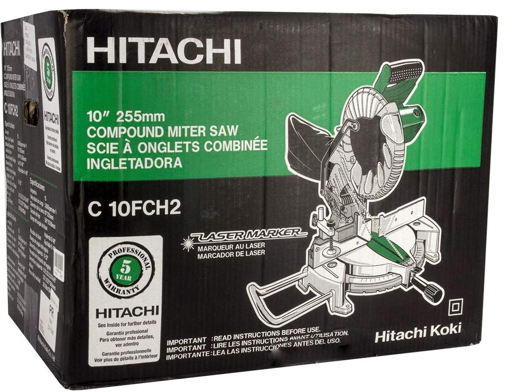 Hitachi C10FCH2 15-Amp 10-inch Single Bevel Compound Miter Saw with Laser Marker