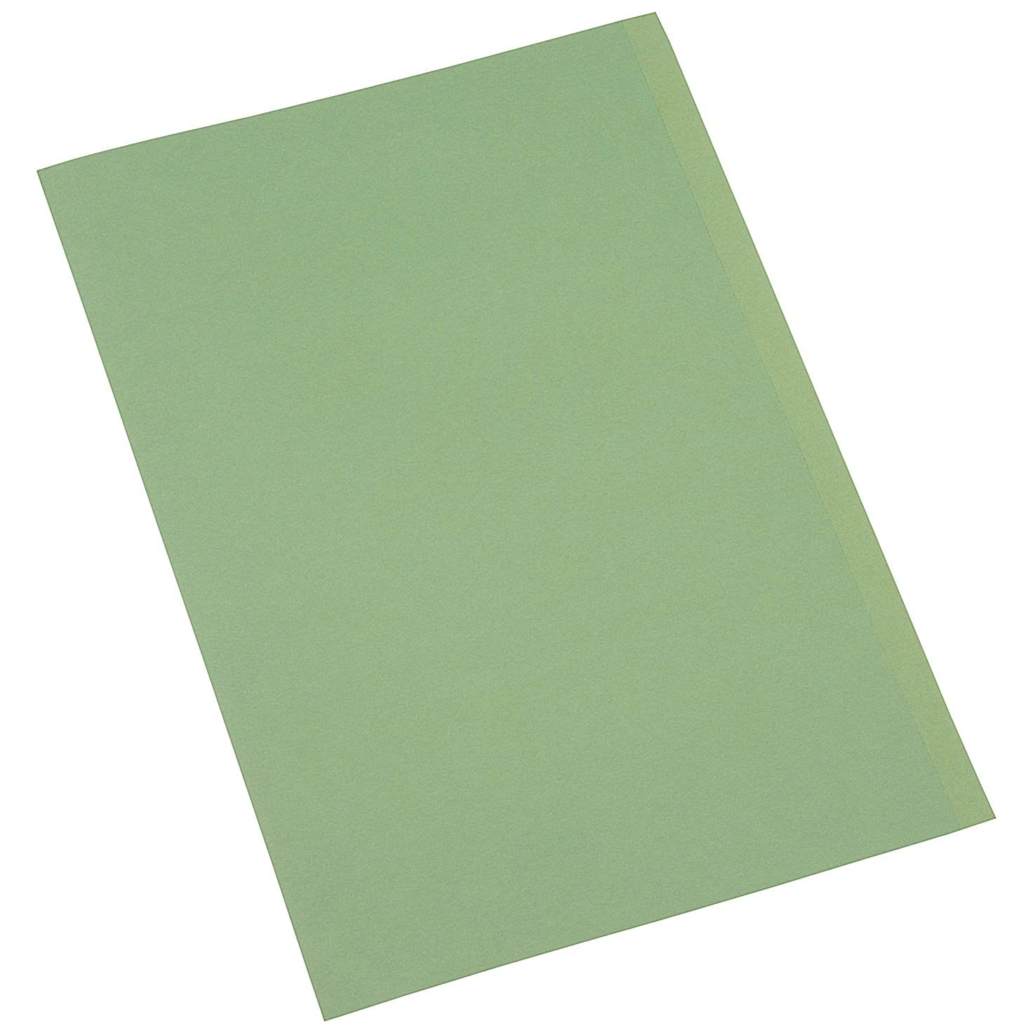 Q-Connect Square Cut Folder Medium Weight Foolscap KF01189, 250 g - Green, Pack of 100