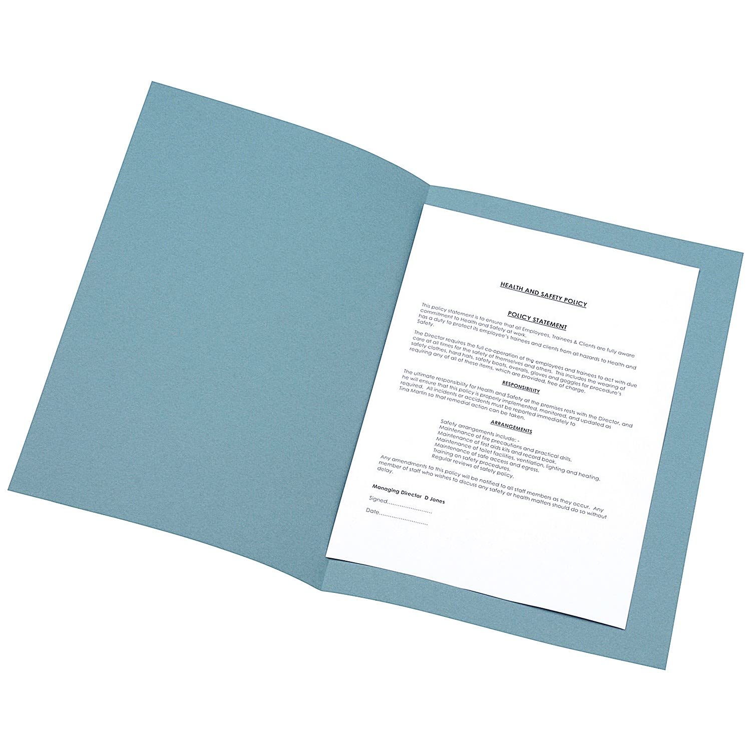 Q Connect 180gsm Light Weight Foolscap Square Cut Folder - Blue